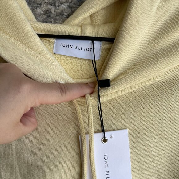 John Elliott Hoodie Mens 4XL Light Yellow Vintage Fleece Pullover Made USA New - Picture 4 of 8